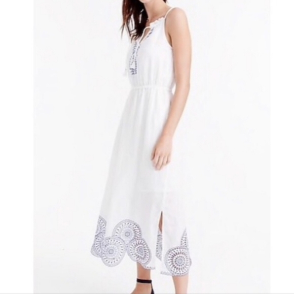 J. Crew Dresses & Skirts - J. Crew White Linen Embroidered Dress size 12